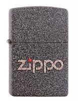 Зажигалка ZIPPO, латунь с покрытием Iron Stone™, серая с фирменным логотипом, матовая, 36x12x56 мм, 211 SNAKESKIN ZIPPO LOGO