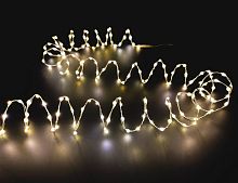Светодиодная гирлянда СВЕТЯЩИЕСЯ БУСЫ экстра яркая, микро LED-огни, серебряная проволока, таймер, батарейки, Kaemingk (Lumineo)