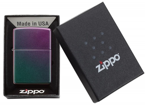 Зажигалка Zippo Classic с покрытием Iridescent, латунь/сталь, фиолетовая, матовая фото 4