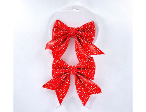 Банты для декорирования ПРЕЛЕСТЬ В ГОРОШЕК, красный, 13х12 см, 2 шт., Christmas Deluxe фото 2