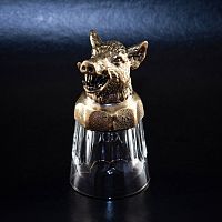 Рюмка для крепких напитков - "Золотой Лес" - Стопка-перевертыш "Кабан" в картонном футляре, объем: 02 л, материалы: стекло, латунь, цвет: жёлтый; бронзовый