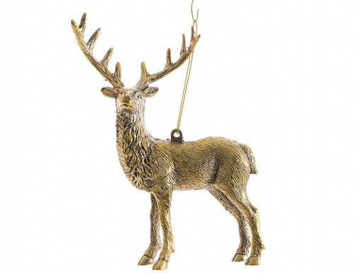 Ёлочное украшение "Лесной олень", пластик, золотой, 15 см, Kaemingk