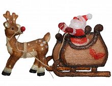 Светящаяся композиция "Санта в санях", акрил, 2 фигуры, 30 и 60 холодных белых LED-огней, 46-47 см, уличный, KAEMINGK