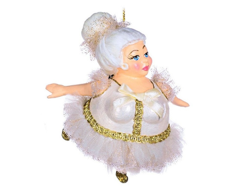 Елочная игрушка ЧАББИ-ЛЕДИ в белом, полистоун, 12 см, Goodwill
