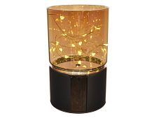 Мини светильник "Волшебный стакан", стекло, 15 тёплых белых LED-огней, 8х15 см, таймер, батарейки, Kaemingk