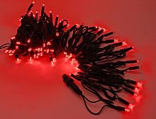 Электрогирлянда нить "Твинкл лайт" BLINKING КАУЧУКОВАЯ - 24V, (мерцающая) 100 LED ламп, 10 м, коннектор, черный провод-каучук, уличная, LEGOLED