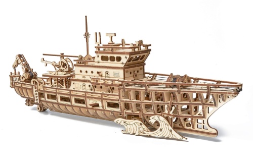 Механическая деревянная сборная модель Wood Trick Исследовательская Яхта (Корабль) фото 9