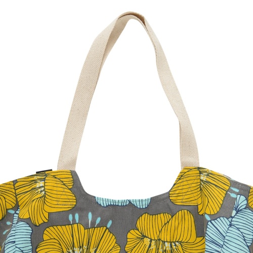 Пляжная сумка из хлопка серого цвета с принтом Цветы из коллекции prairie фото 3