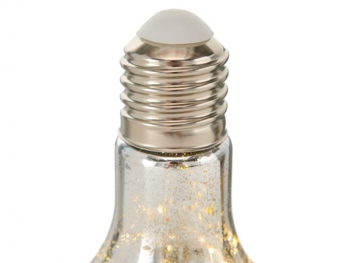 Декоративный светильник "Ретро лампа - сильбо", стекло, прозрачный, 15 тёплых белых микро LED-огней, 20 см, батарейки., Boltze фото 3