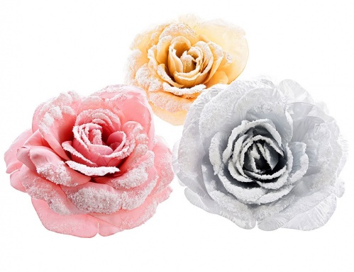 Украшение "Снежная роза" на клипсе, 12х5 см, разные модели, Kaemingk