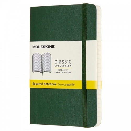 Блокнот Moleskine Classic Soft Pocket, 192 стр., зеленый, в клетку