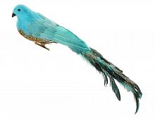 Украшение "Птица этансель" на клипсе, перо, голубая, 39 см, SHISHI