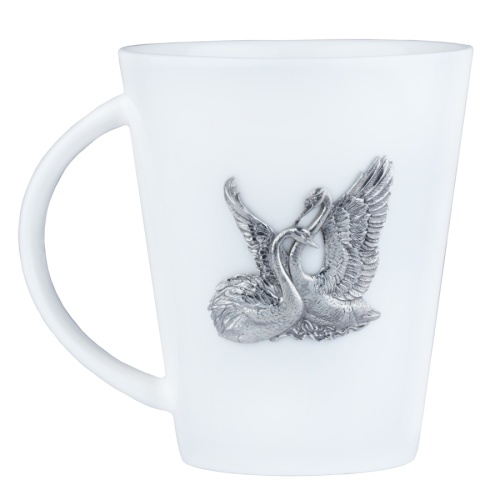 Набор из двух чашек с накладками Лебеди, пейсли, накладка Лебеди УФ металл фото 2