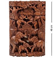 17-005 Панно резное "Пирамида из слонов - символ долголетия" (суар, о.Бали)