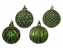 Набор стеклянных ёлочных шаров "Вирджиль", сосновый зелёный, 6 см (12 шт.), SHISHI