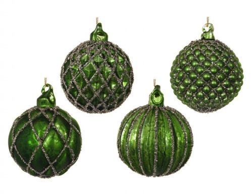 Набор стеклянных ёлочных шаров "Вирджиль", сосновый зелёный, 6 см (12 шт.), SHISHI