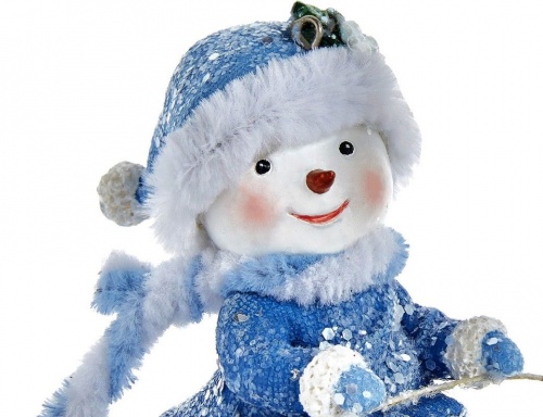 Ёлочная игрушка "Девчушка-снеговичок на санках", полистоун, 9 см, Kurts Adler фото 2