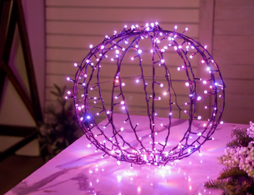 Светодиодное украшение ШАР - DANCING LIGHTS, 210 тёплых белых/разноцветных LED-огней, 48 см, таймер, ПДУ, уличный, Kaemingk фото 9
