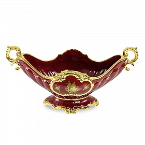 AMANTE ROSSO Ваза настольная с ручками 25х55х29 см, керамика, цвет красный, декор золото