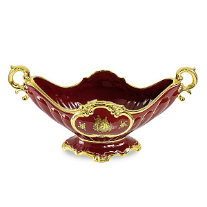 AMANTE ROSSO Ваза настольная с ручками 25х55х29 см, керамика, цвет красный, декор золото