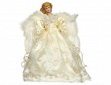 Новогодняя фигурка - ёлочная верхушка "Ангел флори", фарфор, текстиль, белая, 30.5 см, Goodwill