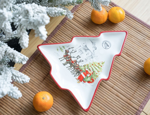 Новогодняя тарелка ЁЛКА - РЕТРО СО ВКУСОМ, керамика, 23 см, Kaemingk (Decoris) фото 4