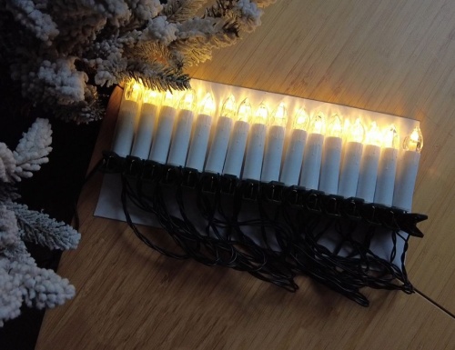 Электрогирлянда Свечи "Новогодняя романтика", на клипсах, белые, тёплые белые LED-огни, зелёный провод, Koopman International фото 2