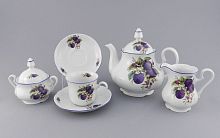 Чайный сервиз Leander сливы на 6 персон Мэри-Энн, фарфор, зелёный, белый