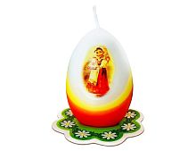 Пасхальная свеча-яйцо ДЕВОЧКА С КУЛИЧОМ, 4х6 см, Омский Свечной