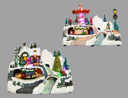 Светодинамическая миниатюра "Новогодний круговорот - карусель", полистоун, цветные LED-огни, динамика, 24x15x16 см, батарейки, Kaemingk фото 3