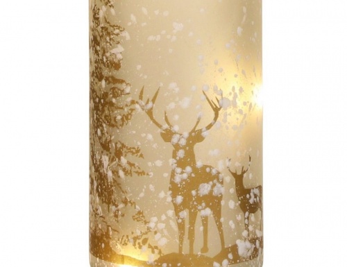 Декоративный светильник-бутыль "Прогулка с оленями", орнамент, 5 тёплых белых LED-огней, 31х7 см, батарейки, Edelman фото 2