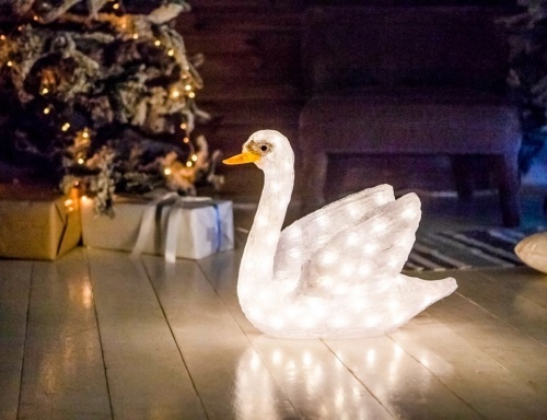 Светящаяся фигура "Лебедь", акрил, белый, тёплые белые LED-огни, уличный, Kaemingk фото 2