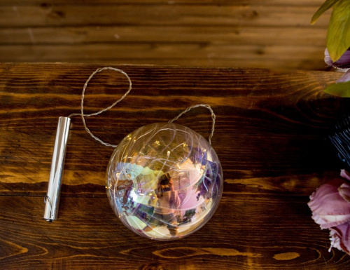 Светящийся ёлочный шар "Радужный лёд", стекло, белые микро LED-огни, Peha Magic
