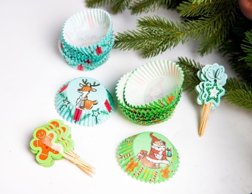 Набор SWEET CHRISTMAS - бумажные формы для кексов и палочки для коктейлей (24 шт.), Koopman International фото 2