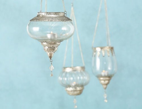 Подвесной подсвечник под чайную свечу "Шармила", стекло, алюминий, серебряный, 28 см, Boltze фото 4
