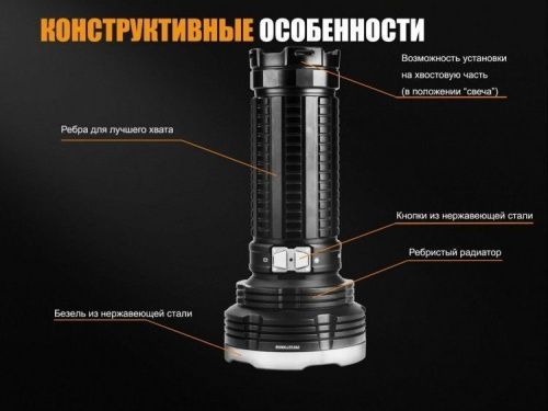 Фонарь светодиодный поисковой Fenix Cree XHP35 HI, 5100 лм, аккумулятор фото 8