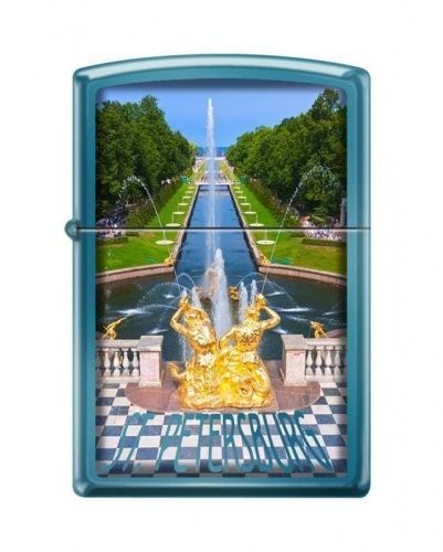 Зажигалка ZIPPO Петергофский фонтан, латунь/сталь с покрытием Sapphire™, синяя, 36x12x56 мм, 20446 PETRODVORETS