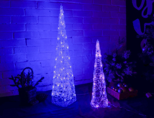 Светящаяся фигура ЁЛКА 'ОЖИВШАЯ РАДУГА', акриловые нити, 50 RGB LED-огней, меняющих цвета, 90 см, уличная, Kaemingk фото 11