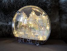 Декоративный новогодний светильник МОРОЗНОЕ ОКОШКО - ДОМИК, дерево, пластик, теплые белые LED-огни, 22 см, батарейки, Koopman International