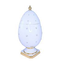 EMOZIONI Сувенир яйцо D26хН52 см, керамика, цвет белый, декор золото, swarovski.