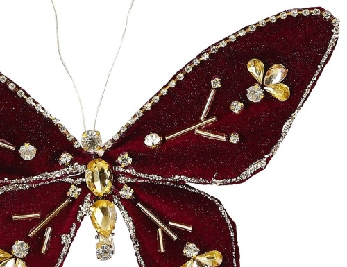 Декоративная бабочка ФЛЮВЕЙЛ на клипсе, текстиль, вишнёвая, 20 см, Edelman фото 3