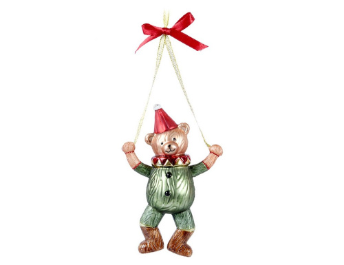 Ёлочная игрушка МИШКА ЦИРКУС - МАРИОНЕТКА, стекло, 18 см, Winter Deco