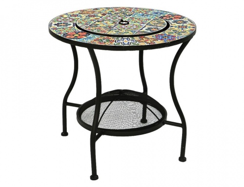 Садовый стол с чашей для костра "Андалусия", металл, мозаика, 58x54 см, Kaemingk фото 3