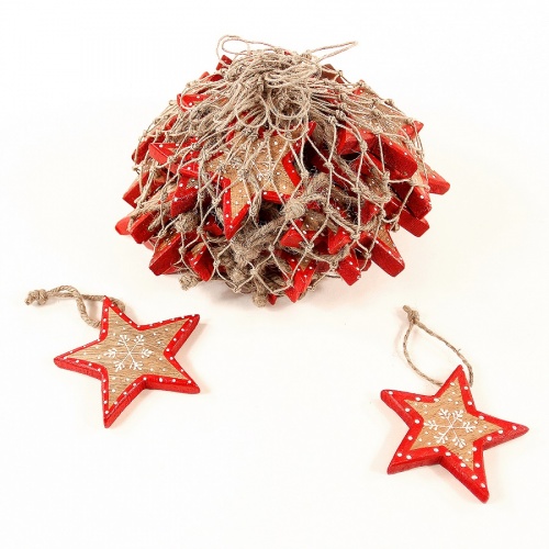 Украшения подвесные christmas stars, деревянные, в сетке, 30 шт. фото 3