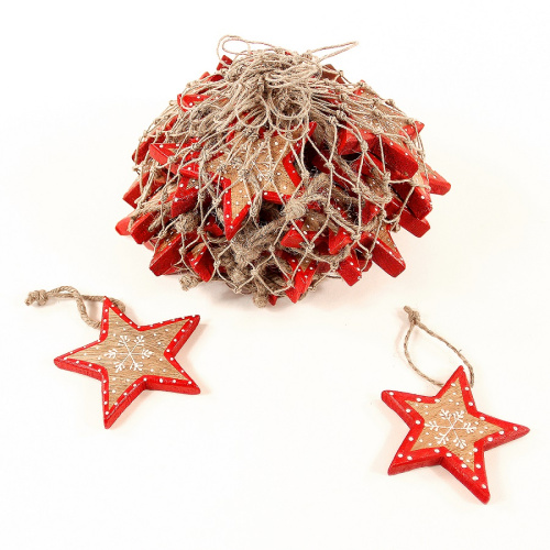 Украшения подвесные christmas stars, деревянные, в сетке, 30 шт. фото 2