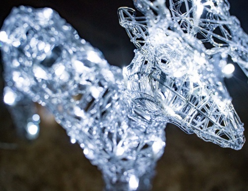Светящаяся фигура "Ажурный олень" прозрачные акриловые нити, холодные белые LED-огни, мерцающий, уличный, Kaemingk фото 2