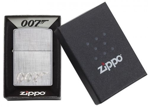 Зажигалка ZIPPO James Bond с покрытием Brushed Chrome, латунь/сталь, серебристая, матовая, 36x12x56, 29562 фото 6
