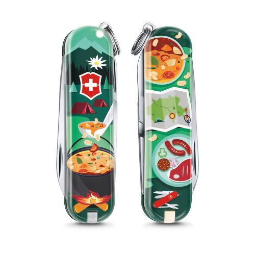 Нож-брелок Victorinox Classic LE 2019, 58 мм, 7 функций, "Swiss mountain Dinner"