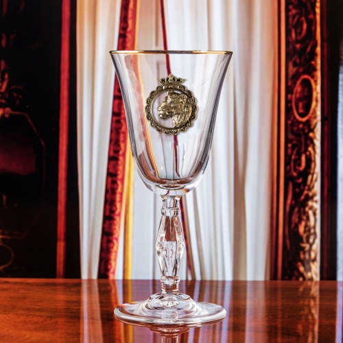Набор из 2-х бокалов для вина и шампанского с накладкой "Лев и львица Royal" в деревянной шкатулке фото 5