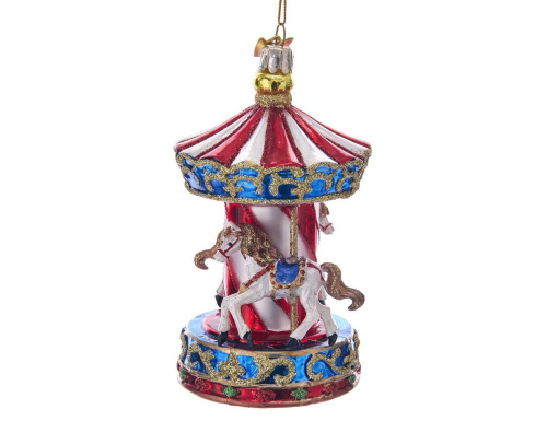 Ёлочная игрушка КАРУСЕЛЬ С ЛОШАДКАМИ, стекло, 12 см, Kurts Adler